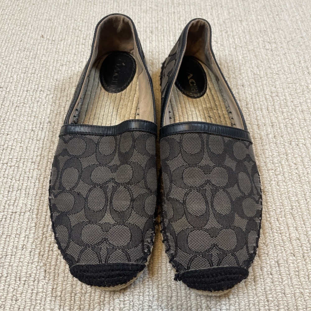 Coach Women's 9.5 Espadrilles Black Logo Signature C Slip On